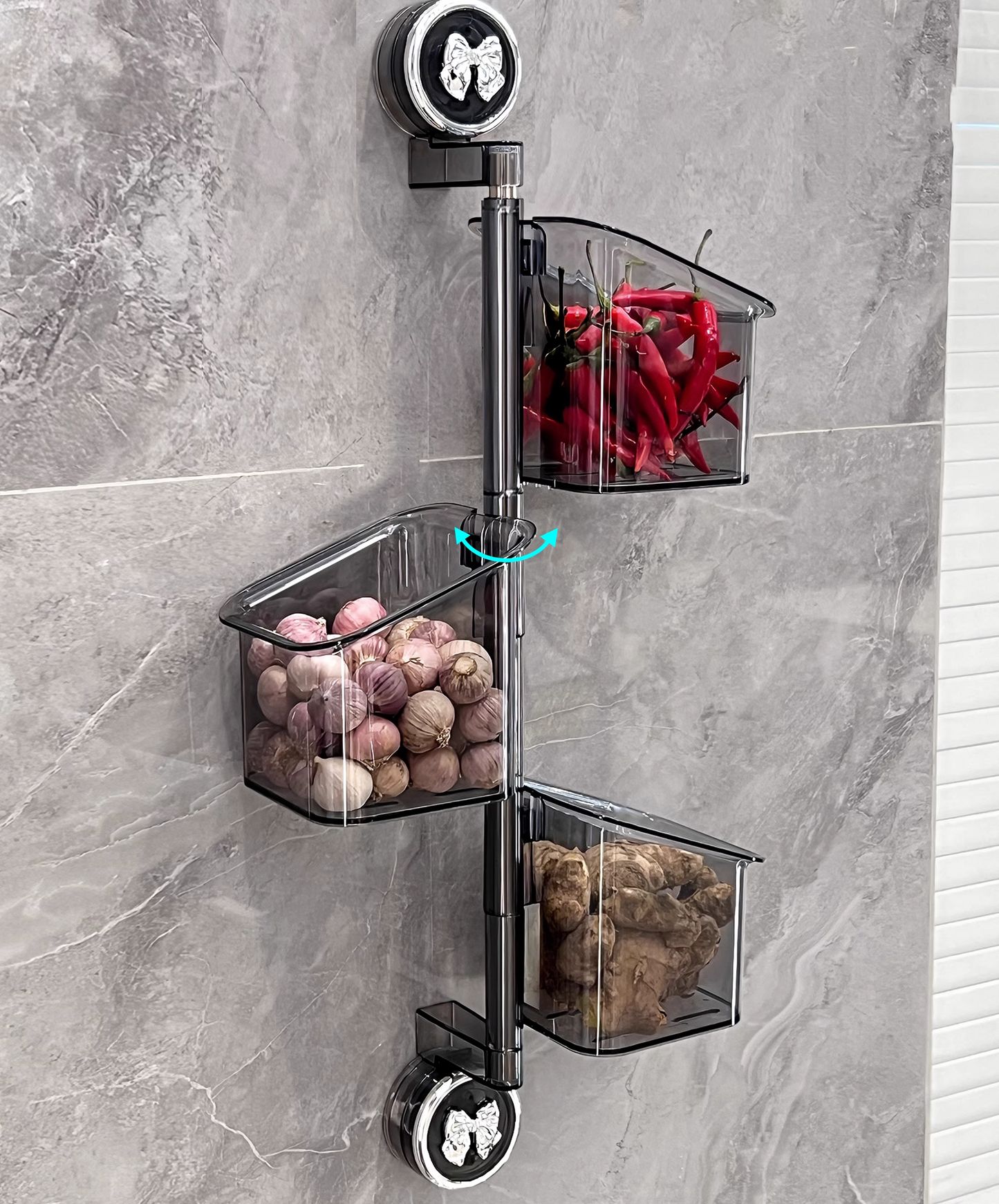 送料無料 回転 調味料収納ボックス 実用的 調味料貯蔵容器 多層のクリアスパイスラック スペースを節約 キッチン収納 3337