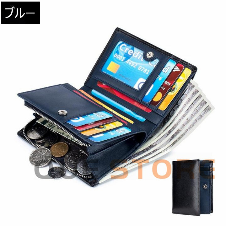 送料無料 財布 メンズ 牛革 二つ折り財布 さいふ 多機能 大容量 カード入れ 小銭入れ サイフ さいふ スキミング防止 男性 プレゼント 敬老の日 427
