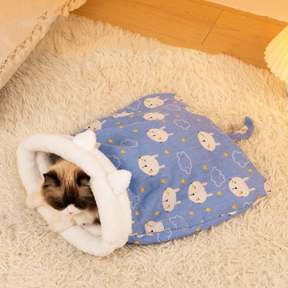 ペットベッド 犬 猫 寒さ対策 猫布団 小型犬 滑り止め 寝袋 犬猫用 ネコ 秋冬用 暖かい ふんわり 柔らかい クッション マット 肌触りのよい 3320