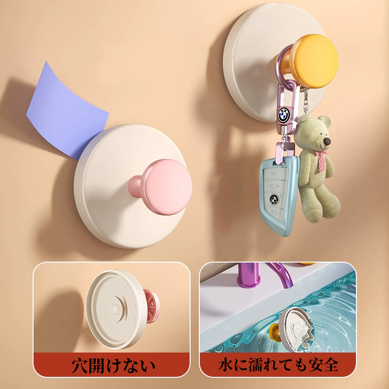 送料無料 吸盤フック 強力 2個セット プッシュ式 耐荷重5kg 小物掛けト カバン掛け プッシュ式 ワンプッシュ キッチンツール キーフック 吸盤式 収納 浴室 玄関 工具不要 3393