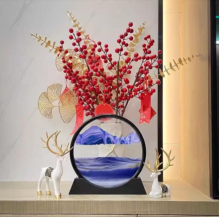 送料無料　流砂画の置物　砂時計　玄関　オフィス　プレゼント　3283