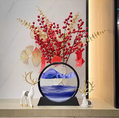 送料無料　流砂画の置物　砂時計　玄関　オフィス　プレゼント　3283