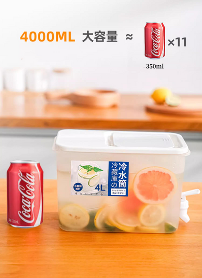 送料無料　4L　蛇口付き大容量冷蔵庫ドリンクサーバー　プラスチック スタンド おしゃれ 家庭用　　3266