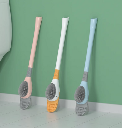送料無料 トイレブラシ シリコン製 トイレ掃除 アヒル型 あひる 掃除用具 トイレ用品 ケース付き 柄付きブラシ 床置き 壁付け ソフト 柔らか 一体型 便器ブ 3402