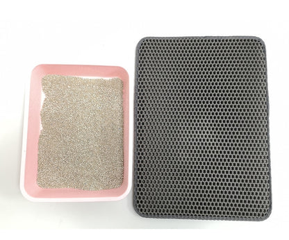 猫砂 砂取りマット 猫 55×75cm 猫トイレ 砂飛び散り防止 猫用 猫砂マット 猫トイレ 二重構造 滑り止めマット 3314