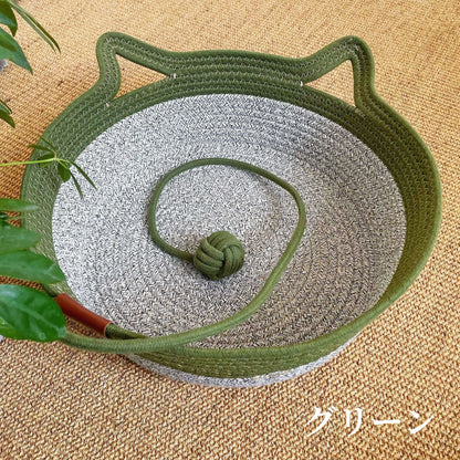 猫 ベッド 春夏用 涼しい 手編み 蒲草 手作り 天然素材 通気性 清潔 快適 ペットベッド ふかふか おしゃれ 猫ハウス 夏用 耐荷重 3316