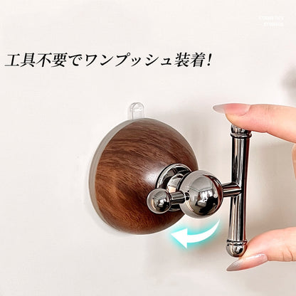 送料無料 丸型 木目調 強力吸着 強力吸盤フック 吸盤式フック おしゃれ 強力吸盤フック 跡が残らない 簡単設置 繰り返し使える 壁掛け 省スペース 3432