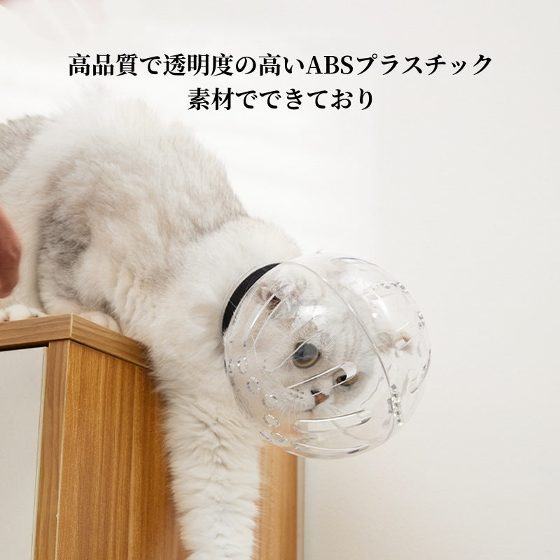 通気性のある猫の銃口マスク透明なスペースフードグルーミング用の猫のフードマスクカバー　3319