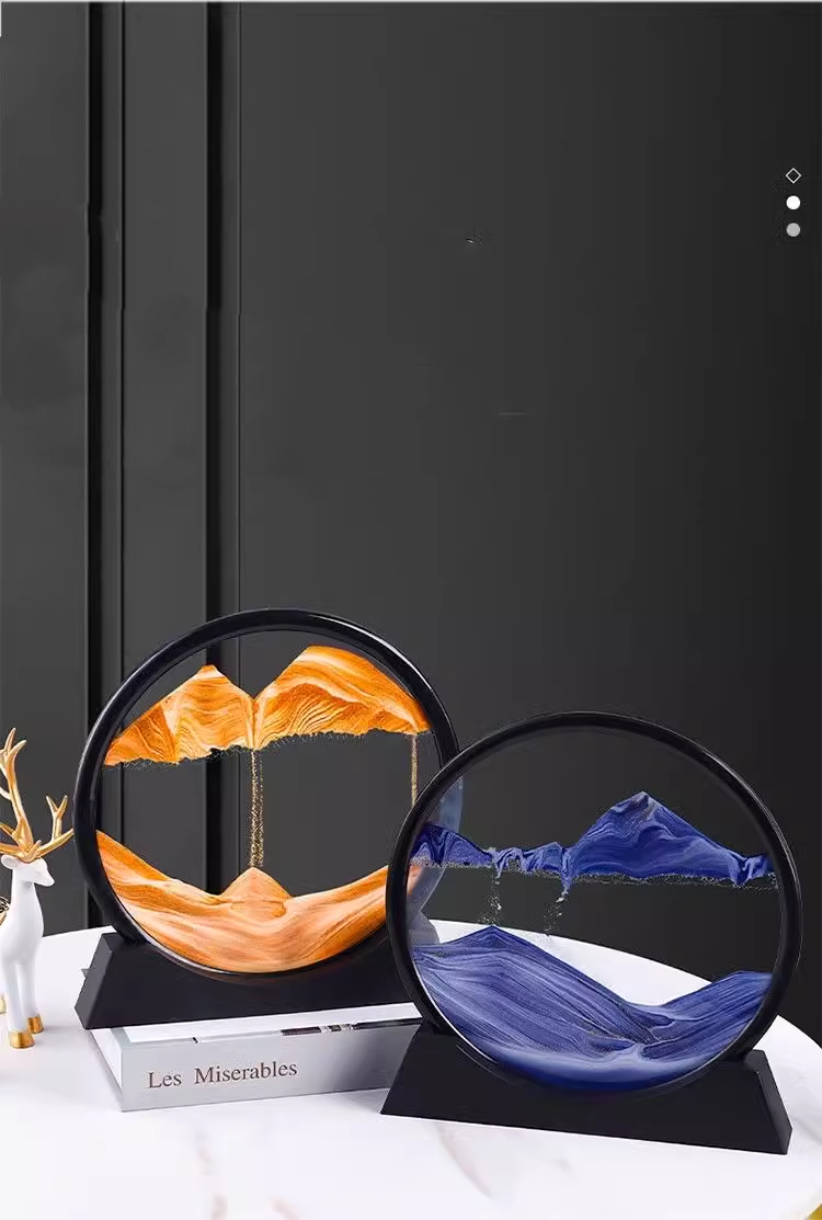 送料無料　流砂画の置物　砂時計　玄関　オフィス　プレゼント　3283