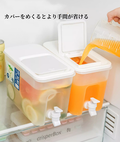 送料無料　4L　蛇口付き大容量冷蔵庫ドリンクサーバー　プラスチック スタンド おしゃれ 家庭用　　3266