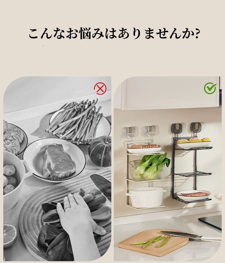 送料無料　3段収納ラック 吸盤式 強力 穴あけ不要 キッチン収納ラック 吸盤収納ラック キッチンツール キッチン 収納ラック 新生活 おすすめ　3321