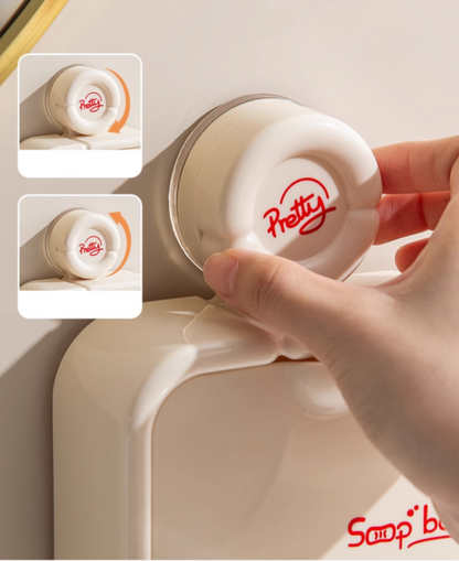 送料無料　吸盤式石鹸ボックス　蓋つき　穴あけ不要　　3281