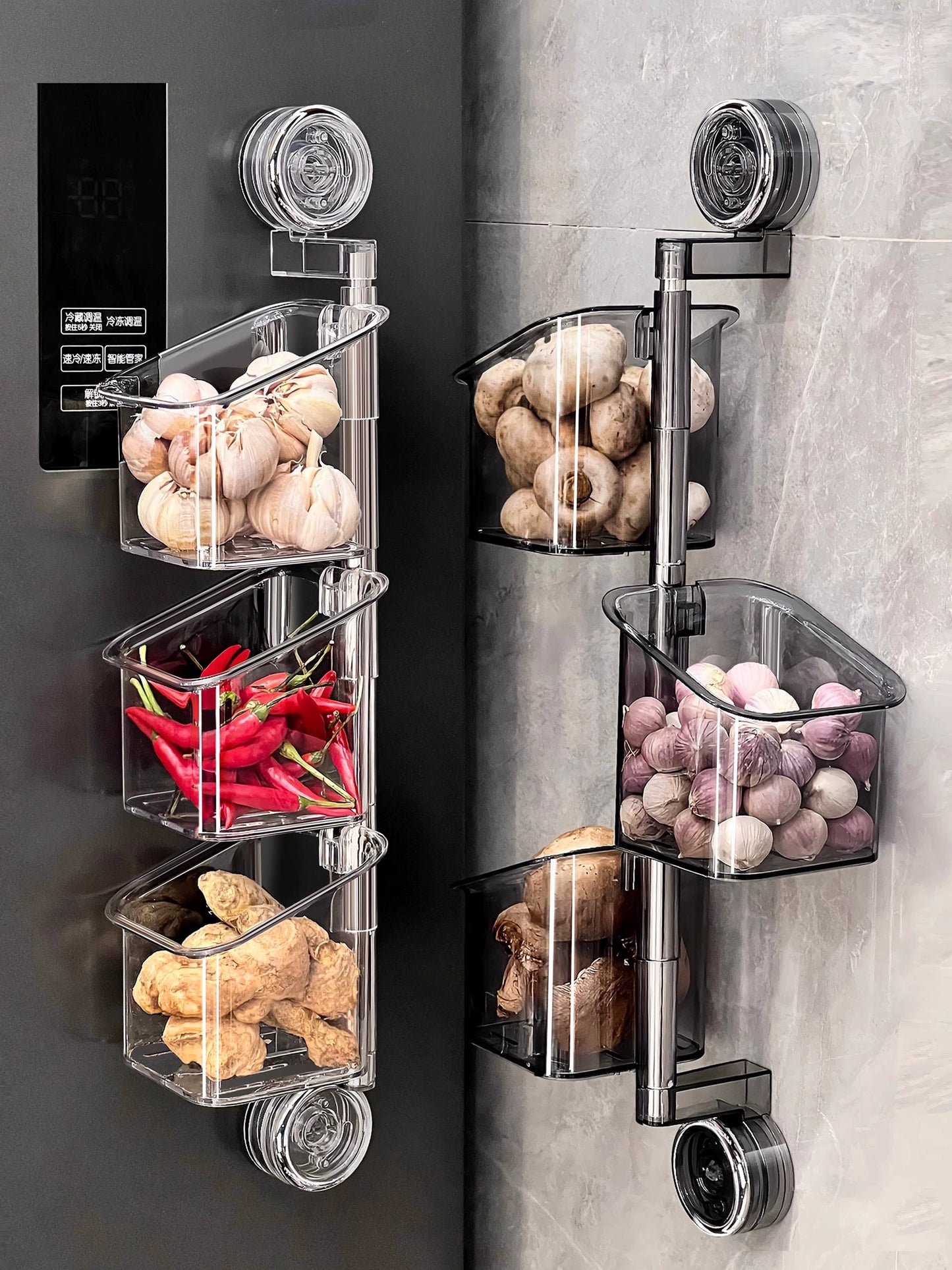 送料無料 回転  調味料収納ボックス 実用的 調味料貯蔵容器 多層のクリアスパイスラック スペースを節約  キッチン収納 3337