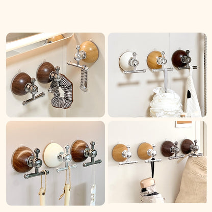 送料無料 丸型 木目調 強力吸着 強力吸盤フック 吸盤式フック おしゃれ 強力吸盤フック 跡が残らない 簡単設置 繰り返し使える 壁掛け 省スペース 3432