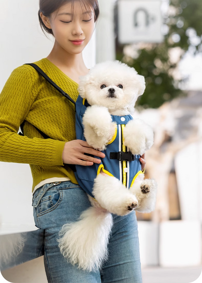 送料無料 ペットスリングメッシュ 犬 抱っこ紐 ドッグスリング ペットバッグ 小型犬 猫 キャリーバッグ 飛び出し防止ストラップ付 調節可能 ポケット付き 3309