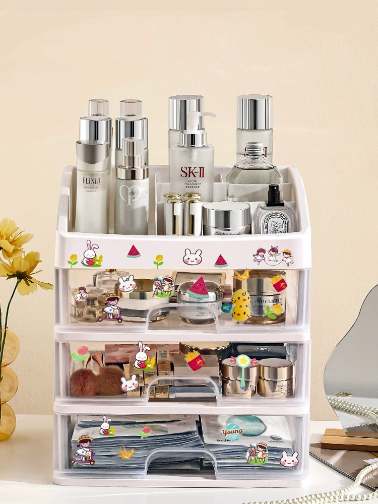 送料無料 卓上収納ケース 引き出し 化粧品収納 収納ボックス プラスチック 透明 2段 3段 4段 小物収納 小物入れ デスク収納 机上収納 積み重ね 机上ラッ 3407