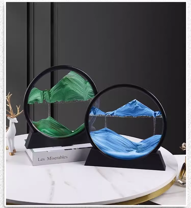 送料無料　流砂画の置物　砂時計　玄関　オフィス　プレゼント　3283