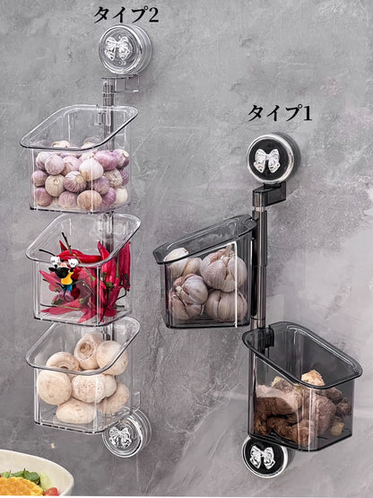 送料無料 回転  調味料収納ボックス 実用的 調味料貯蔵容器 多層のクリアスパイスラック スペースを節約  キッチン収納 3337