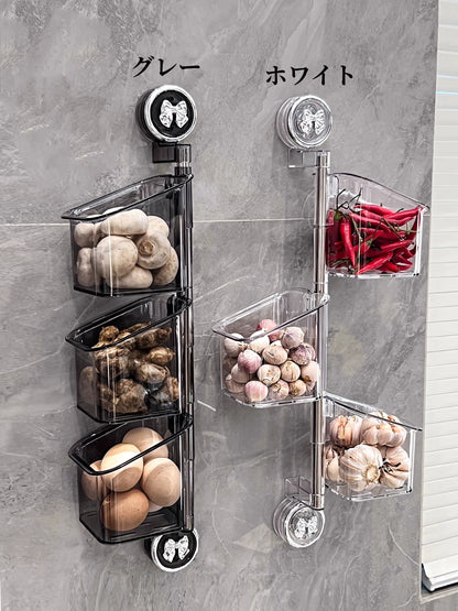 送料無料 回転  調味料収納ボックス 実用的 調味料貯蔵容器 多層のクリアスパイスラック スペースを節約  キッチン収納 3337