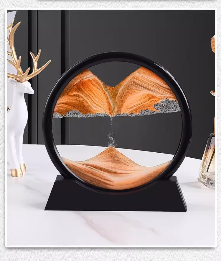 送料無料　流砂画の置物　砂時計　玄関　オフィス　プレゼント　3283