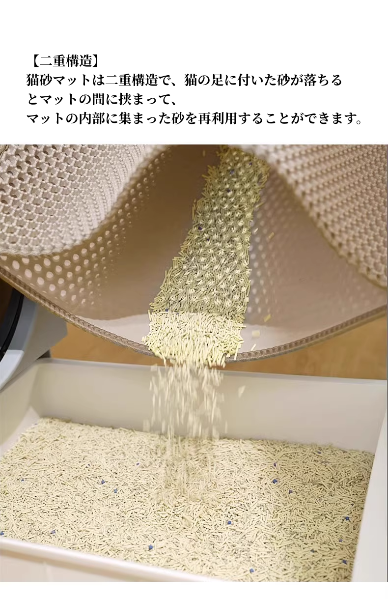 猫砂 砂取りマット 猫 55×75cm 猫トイレ 砂飛び散り防止 猫用 猫砂マット 猫トイレ 二重構造 滑り止めマット 3314