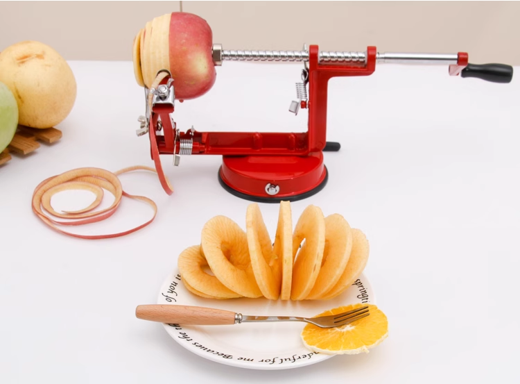 送料無料 手回し皮むき機 家庭用 多機能 フルーツ皮むき器 ピーラー 果物削り 皮むき器 回転式 フルーツピーラー 手動 吸盤付 ツール リンゴ 梨 じゃがいも用 3383
