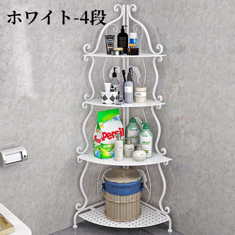 送料無料  ラック ステンレス 浴室収納 コーナー 突っ張り棒 バスルーム つっぱり バスラック 便利グッズ 3356