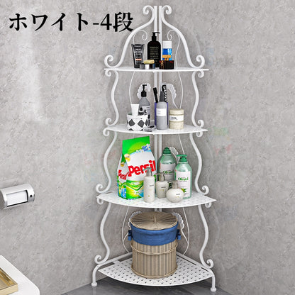 送料無料  ラック ステンレス 浴室収納 コーナー 突っ張り棒 バスルーム つっぱり バスラック 便利グッズ 3356