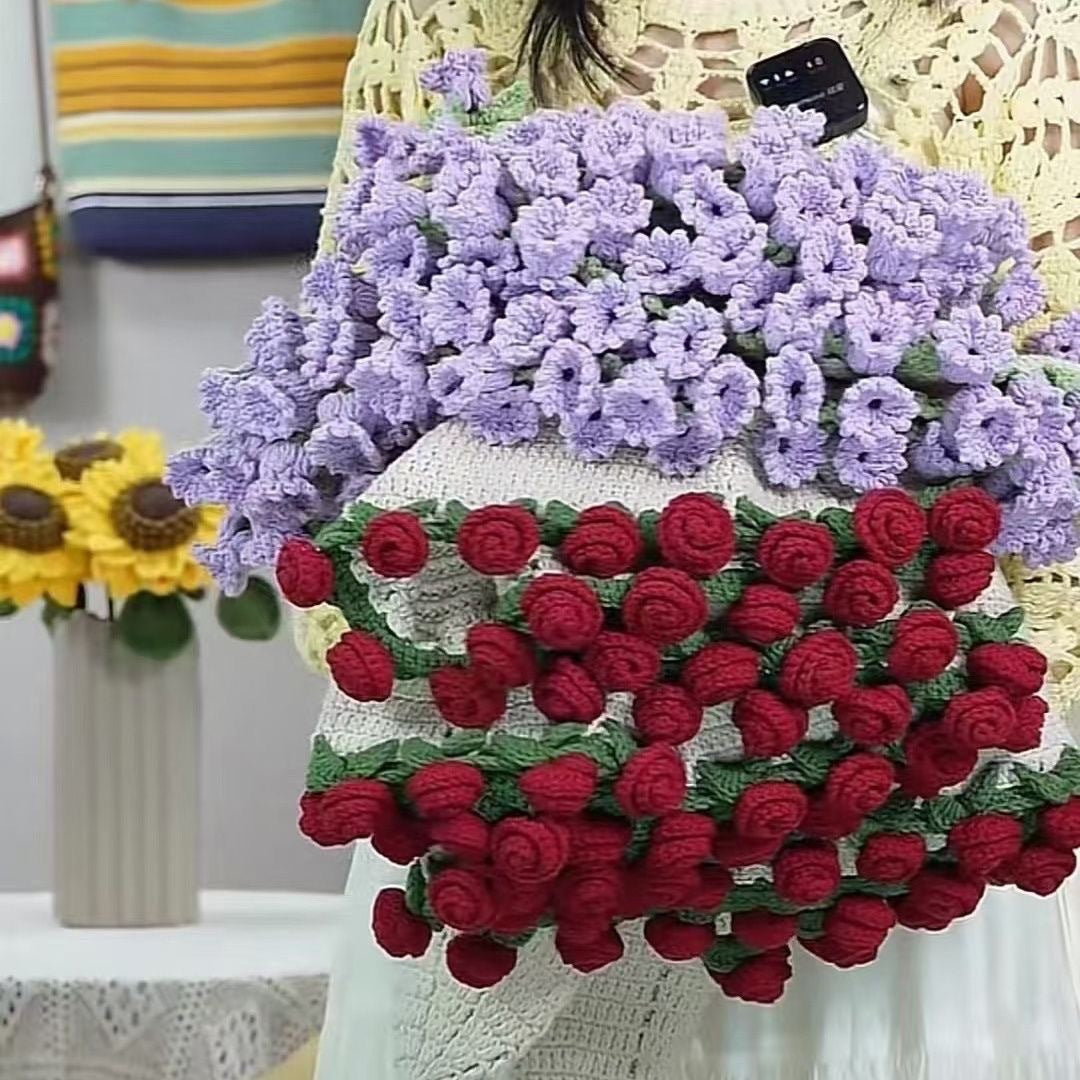 送料無料　バラの花束毛布　手編み　プレゼント　母の日　バレンタインデー　　3293