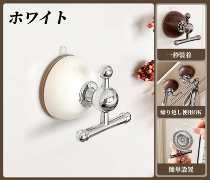 送料無料 丸型 木目調 強力吸着 強力吸盤フック 吸盤式フック おしゃれ 強力吸盤フック 跡が残らない 簡単設置 繰り返し使える 壁掛け 省スペース 3432