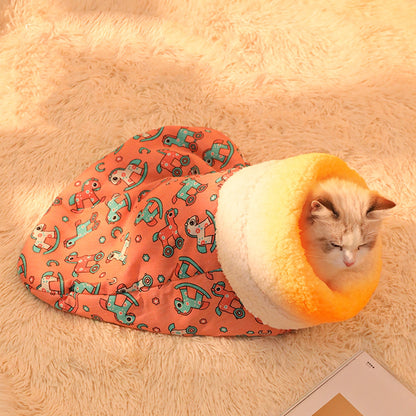 ペットベッド 犬 猫 寒さ対策 猫布団 小型犬 滑り止め 寝袋 犬猫用 ネコ 秋冬用 暖かい ふんわり 柔らかい クッション マット 肌触りのよい 3320