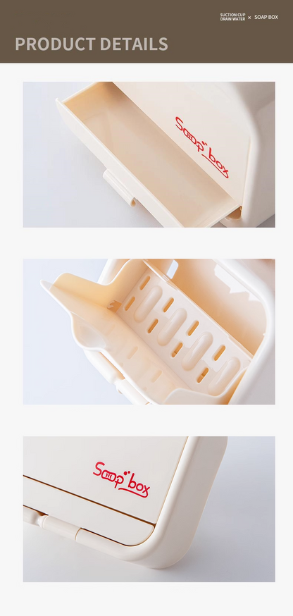 送料無料　吸盤式石鹸ボックス　蓋つき　穴あけ不要　　3281
