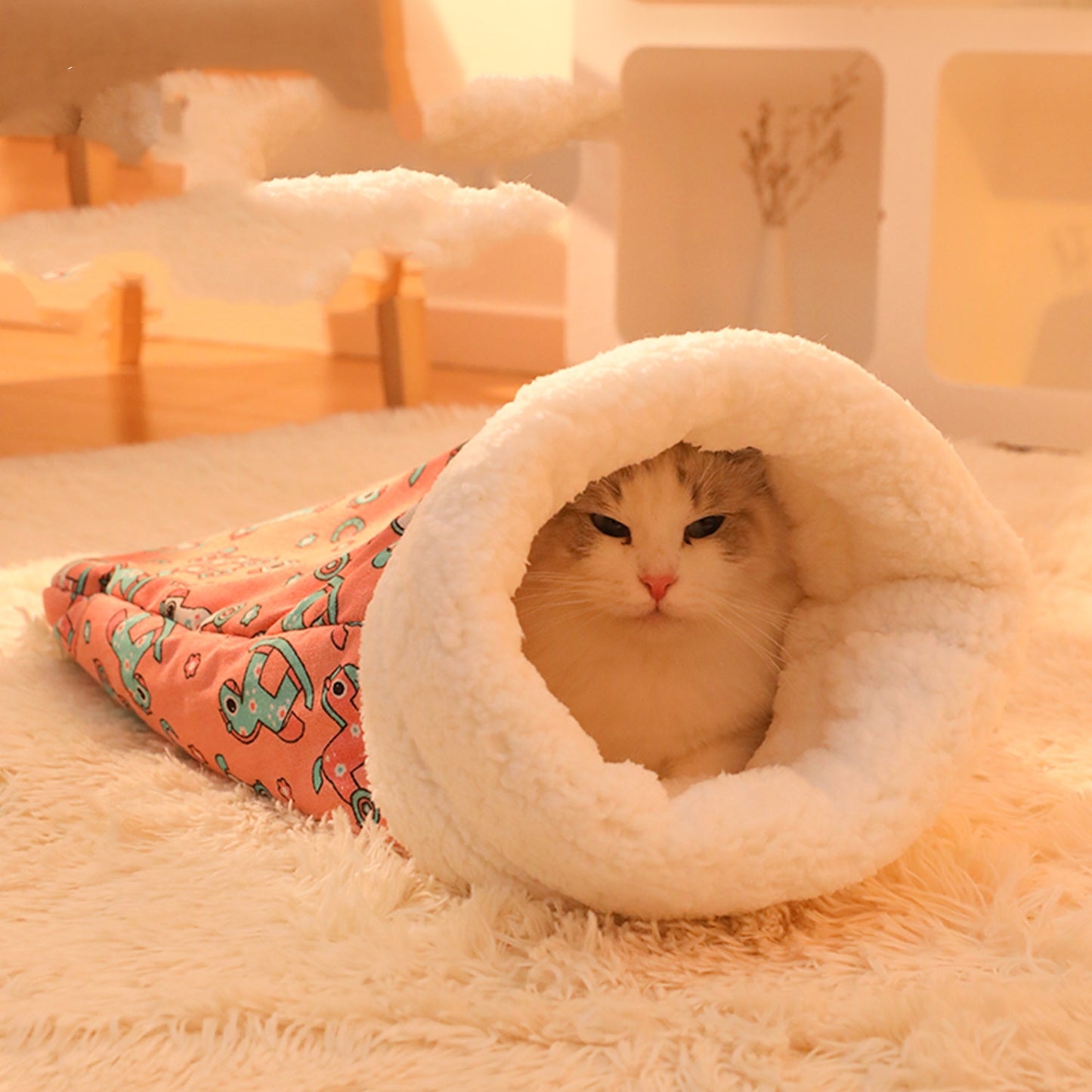 ペットベッド 犬 猫 寒さ対策 猫布団 小型犬 滑り止め 寝袋 犬猫用 ネコ 秋冬用 暖かい ふんわり 柔らかい クッション マット 肌触りのよい 3320