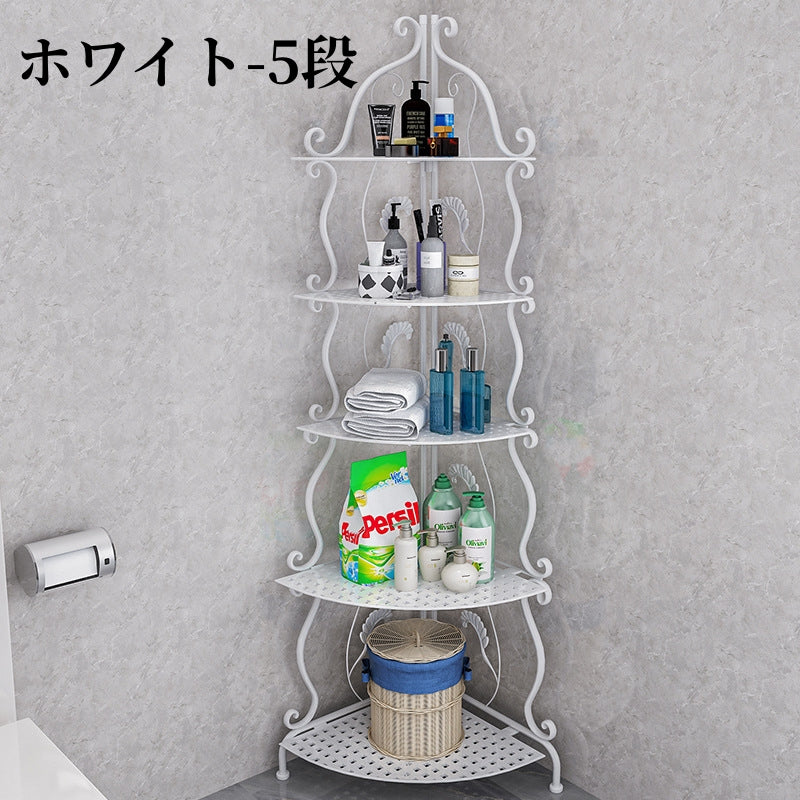 送料無料  ラック ステンレス 浴室収納 コーナー 突っ張り棒 バスルーム つっぱり バスラック 便利グッズ 3356