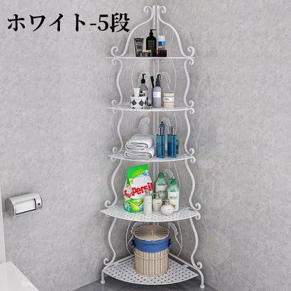 送料無料  ラック ステンレス 浴室収納 コーナー 突っ張り棒 バスルーム つっぱり バスラック 便利グッズ 3356