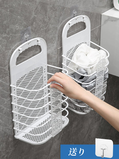 送料無料 プラスチック製の折りたたみ式ランドリーバスケット洗濯かご汚れた衣類の収納 3386