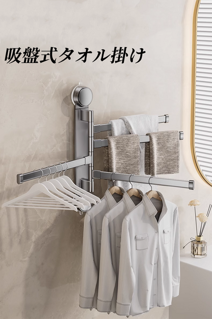 送料無料　　吸盤式タオル掛け　トイレ　浴室　物干しハンガー　3271