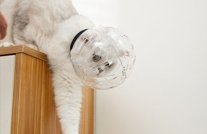 通気性のある猫の銃口マスク透明なスペースフードグルーミング用の猫のフードマスクカバー　3319