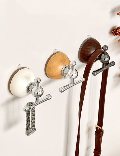 送料無料 丸型 木目調 強力吸着 強力吸盤フック 吸盤式フック おしゃれ 強力吸盤フック 跡が残らない 簡単設置 繰り返し使える 壁掛け 省スペース 3432