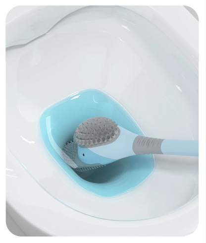 送料無料 トイレブラシ シリコン製 トイレ掃除 アヒル型 あひる 掃除用具 トイレ用品 ケース付き 柄付きブラシ 床置き 壁付け ソフト 柔らか 一体型 便器ブ 3402