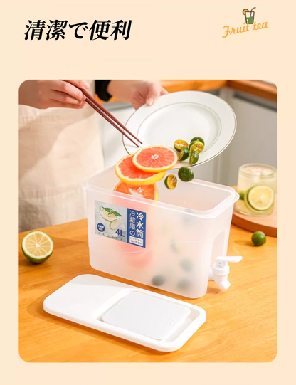 送料無料　4L　蛇口付き大容量冷蔵庫ドリンクサーバー　プラスチック スタンド おしゃれ 家庭用　　3266