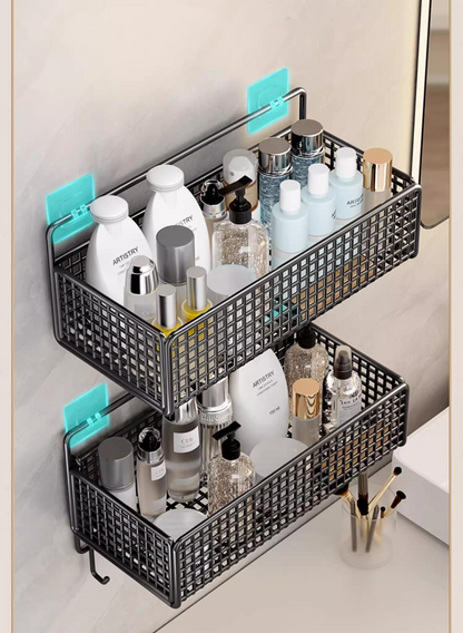 送料無料 ワイヤーバスケットラック 壁掛け 収納 壁面収納 ウォールポケット ウォールラック カゴ ウッド カントリー 3357