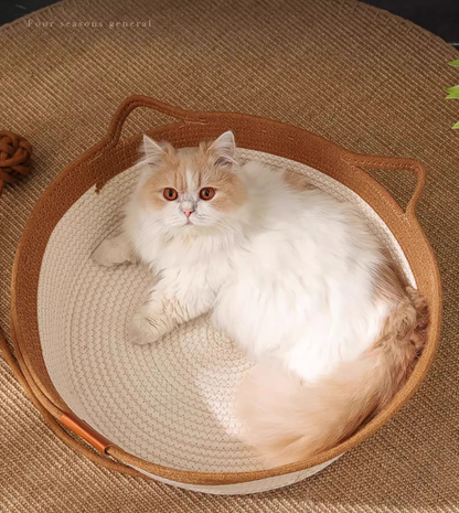 猫 ベッド 春夏用 涼しい 手編み 蒲草 手作り 天然素材 通気性 清潔 快適 ペットベッド ふかふか おしゃれ 猫ハウス 夏用 耐荷重 3316