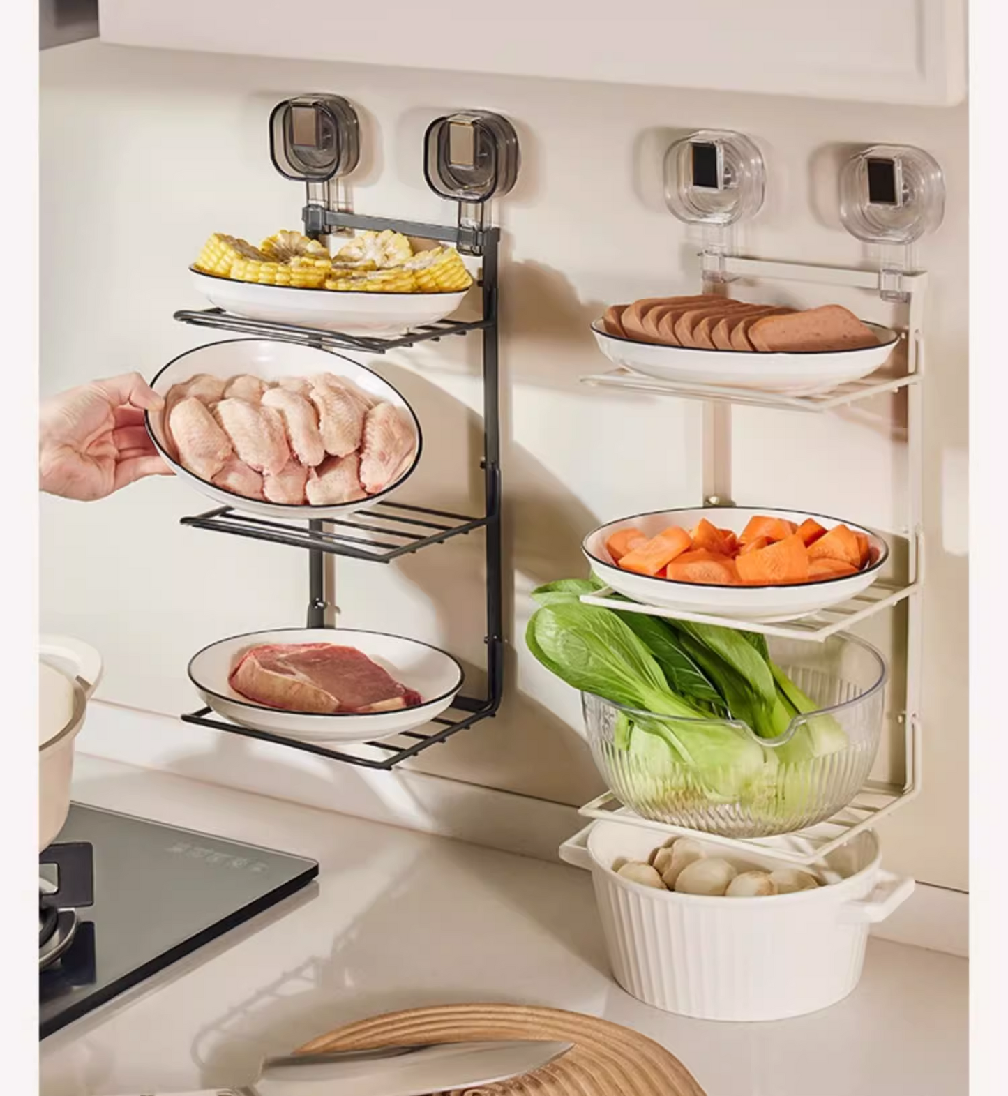 送料無料　3段収納ラック 吸盤式 強力 穴あけ不要 キッチン収納ラック 吸盤収納ラック キッチンツール キッチン 収納ラック 新生活 おすすめ　3321