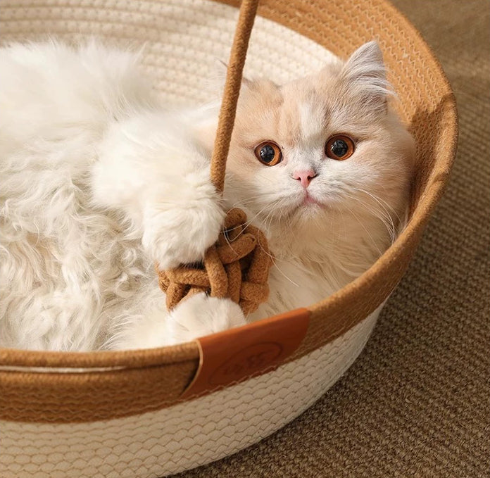 猫 ベッド 春夏用 涼しい 手編み 蒲草 手作り 天然素材 通気性 清潔 快適 ペットベッド ふかふか おしゃれ 猫ハウス 夏用 耐荷重 3316