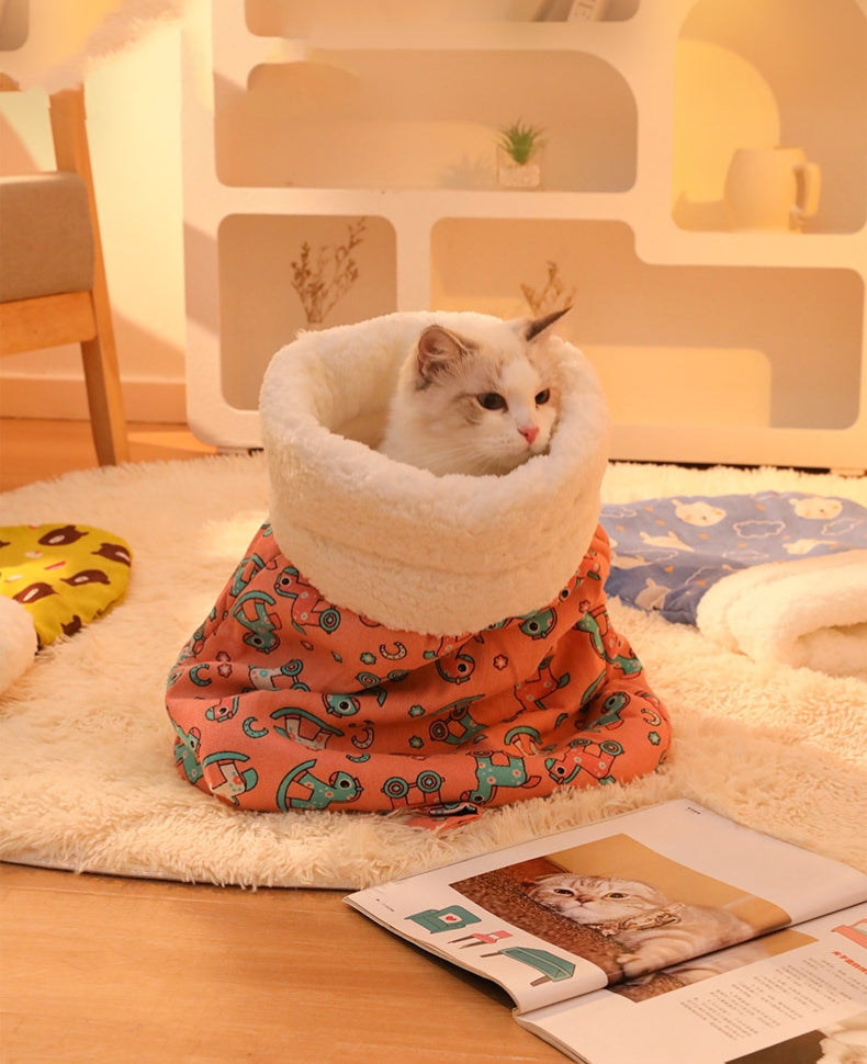 ペットベッド 犬 猫 寒さ対策 猫布団 小型犬 滑り止め 寝袋 犬猫用 ネコ 秋冬用 暖かい ふんわり 柔らかい クッション マット 肌触りのよい 3320