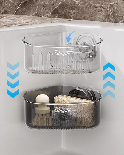 送料無料　吸盤 三角コーナー 吸盤付き  ブランス コーナーラック 水切り スポンジ置き 3341