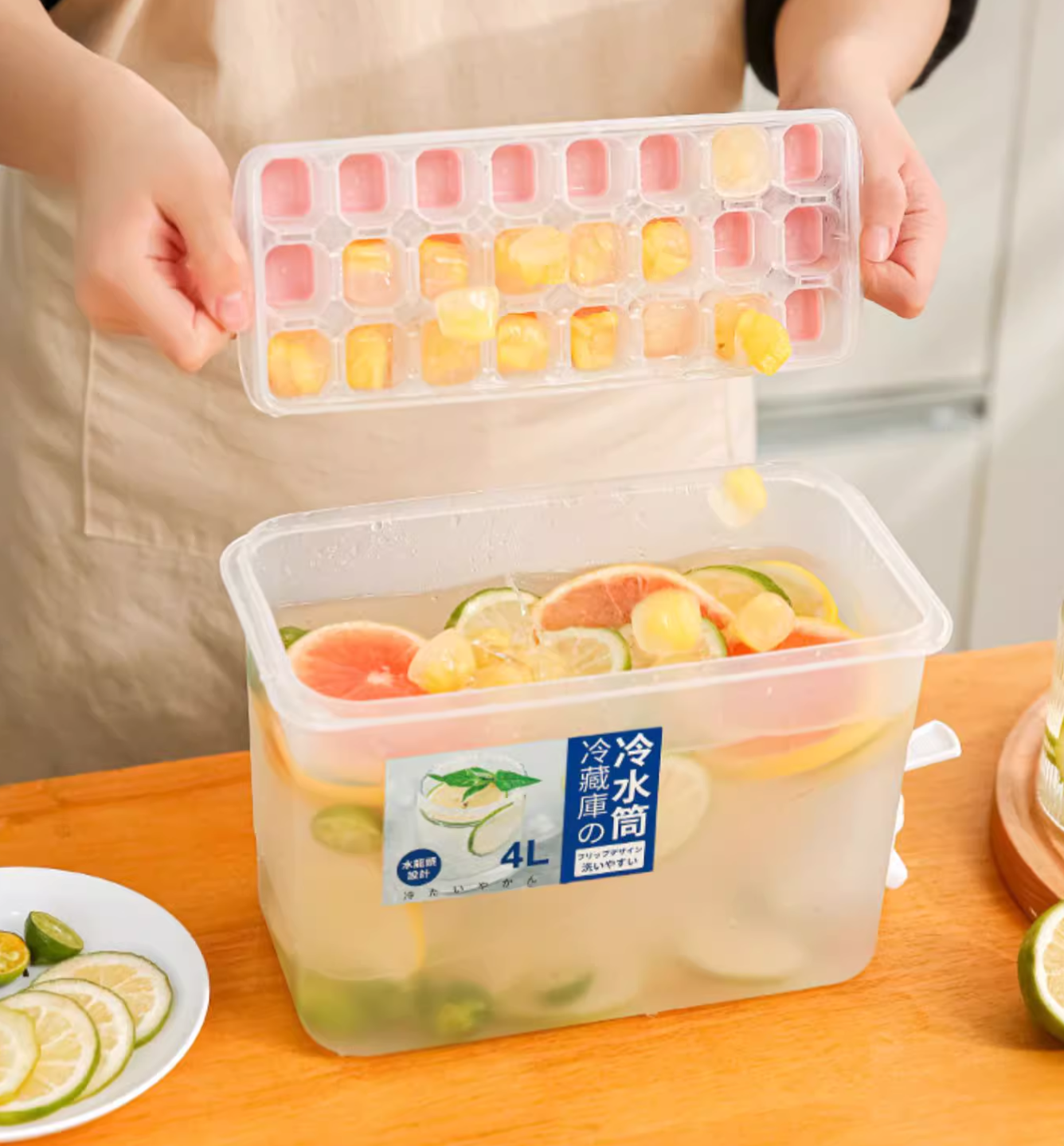 送料無料　4L　蛇口付き大容量冷蔵庫ドリンクサーバー　プラスチック スタンド おしゃれ 家庭用　　3266