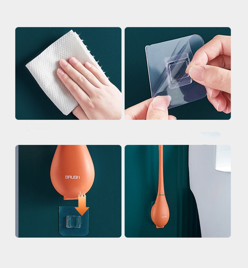 送料無料　トイレブラシ シリコン 壁掛け クリーナー ブラシ ホルダー トイレ バスルーム  便器掃除 自動開閉 トイレ掃除ブラシ おしゃれ トイレ用品 3323