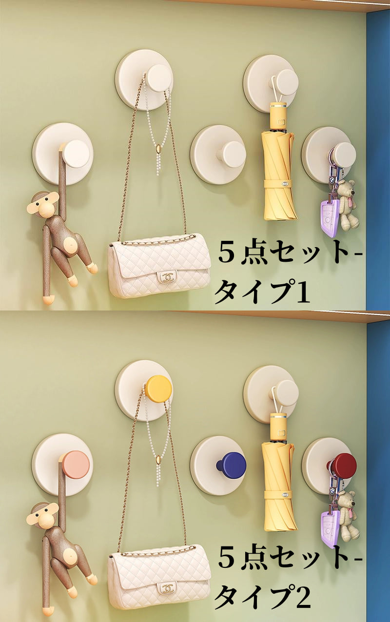 送料無料 吸盤フック 強力 2個セット プッシュ式 耐荷重5kg 小物掛けト カバン掛け プッシュ式 ワンプッシュ キッチンツール キーフック 吸盤式 収納 浴室 玄関 工具不要 3393